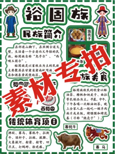 裕固族印象环创电子版素材图裕固族文化风俗环创民族美食非实物