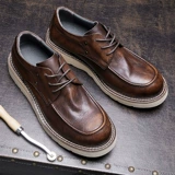Martens, мужские кожаные трендовые низкие туфли на платформе в английском стиле, из натуральной кожи, крупный округлый носок, в британском стиле