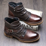 Martens, ретро ботинки в английском стиле, туфли, челси, короткие сапоги, из натуральной кожи