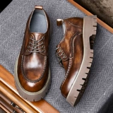 Martens, ретро низкие туфли в английском стиле на платформе, из натуральной кожи, крупный округлый носок, увеличивают рост