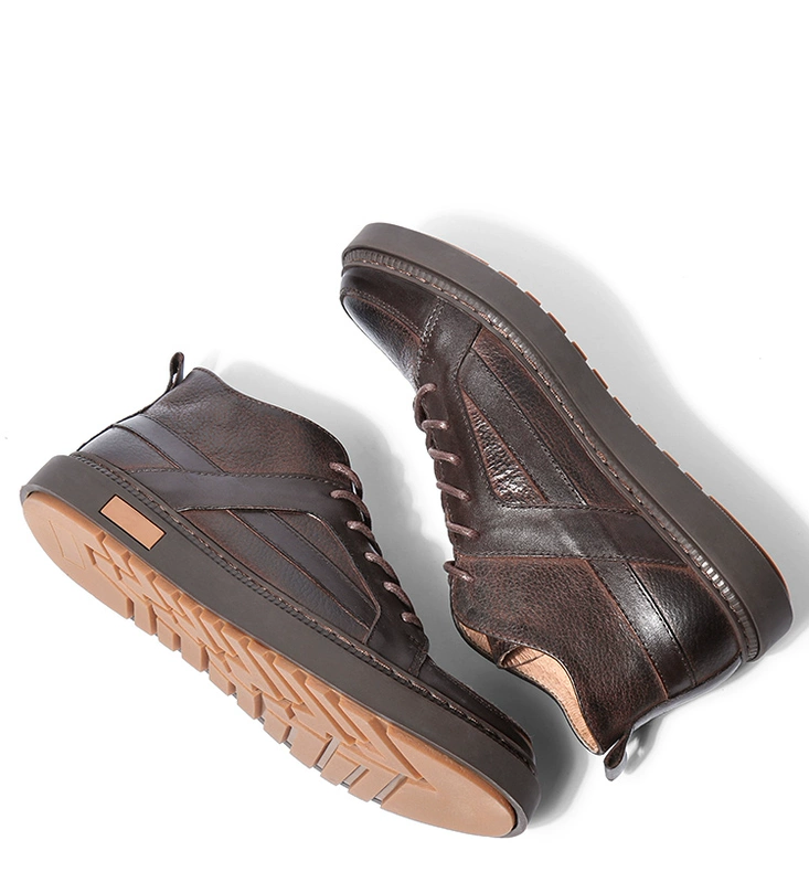 Giày boot nam da mới thời trang giày cao cổ hoang dã xu hướng Phiên bản Hàn Quốc với sự trợ giúp của giày da retro thông thường của Anh - Giay cao