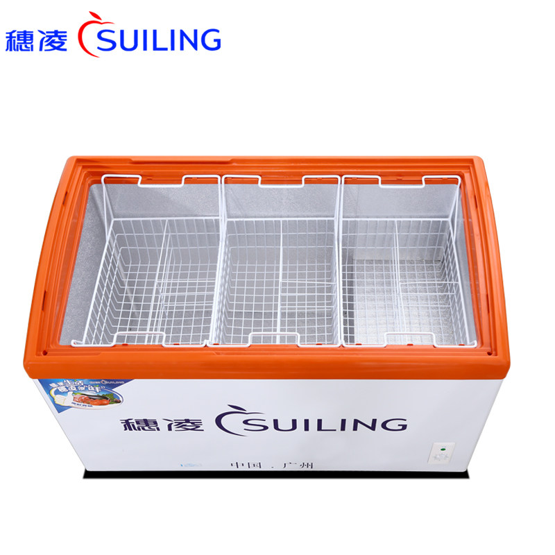 Suiling freezer WD4-337H ice cream display cabinet commercial horizontal glass door small freezer freezer