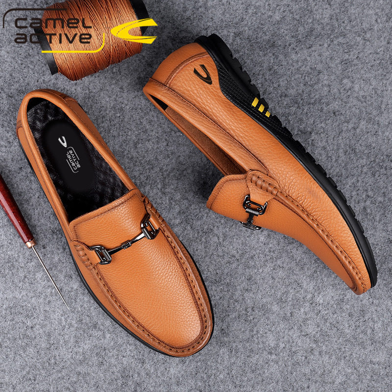 German Camel Dynamic Men's Shoes Autumn Winter Real Leather Shoes Casual Shoes Men Legue-bean Shoes A Foot foot Lazy Person Driving Shoes