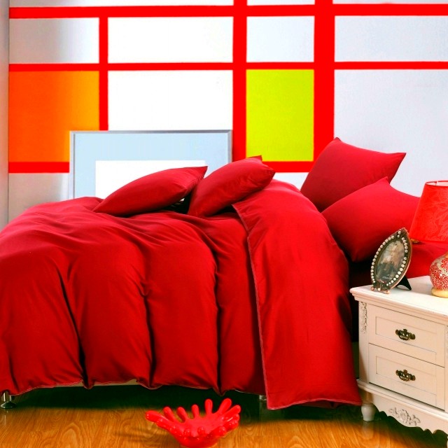 Quilt Cover Single Piece Pure Color Wedding Celebration Big Red 1 8 m Double quilt cover cloth Single beds Skin 1 2 Wedding Bed Supplies