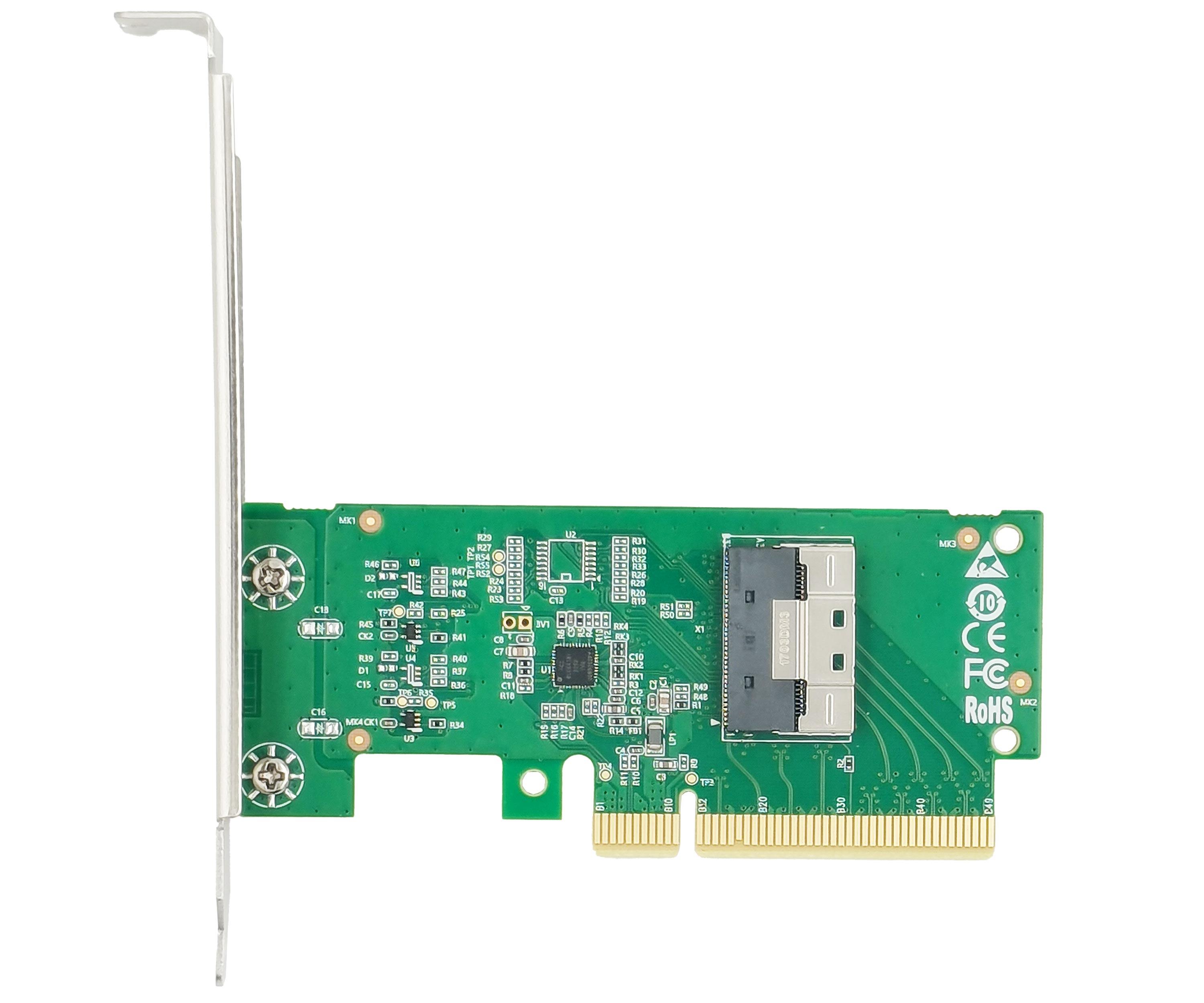 Pcie5 0 X8 To Mcio 8i Nvme Pcie4 0 Slimsas Sff8654