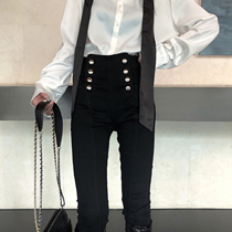 New straight double-breasted stretch jeans women 2021 Winter high waist plus velvet thin legs leg pants