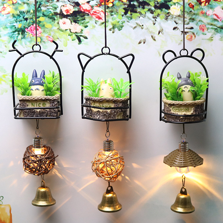 Creative Potted Cat Resin Japanese Iron Art Metal Wind Chime Ornament Bell Birthday Gift