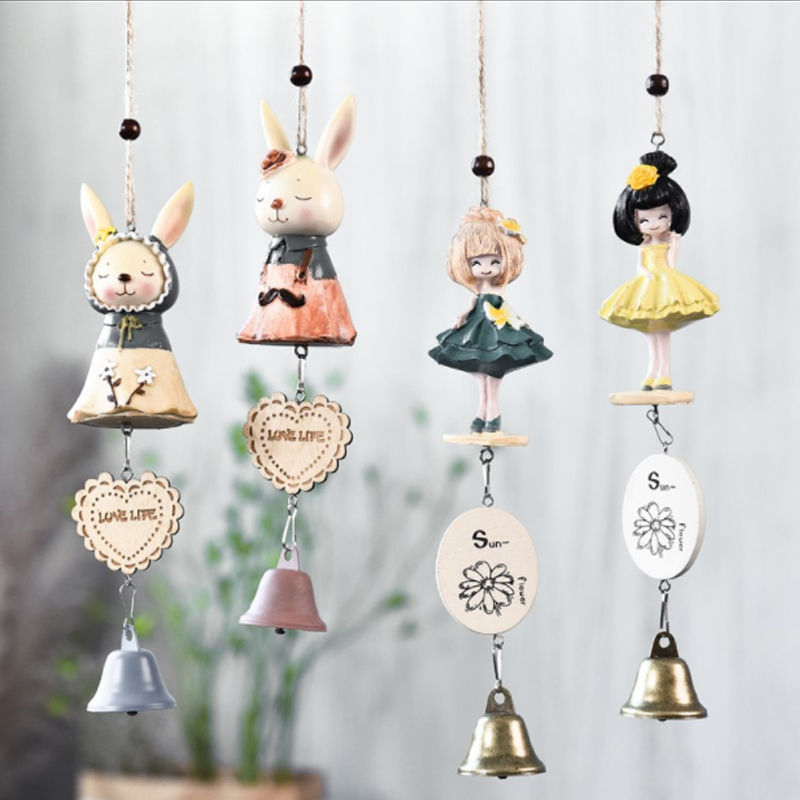 Big belly cat cartoon wind chime resin cartoon wind bell doll bell pendant cute object wishing home creative gift