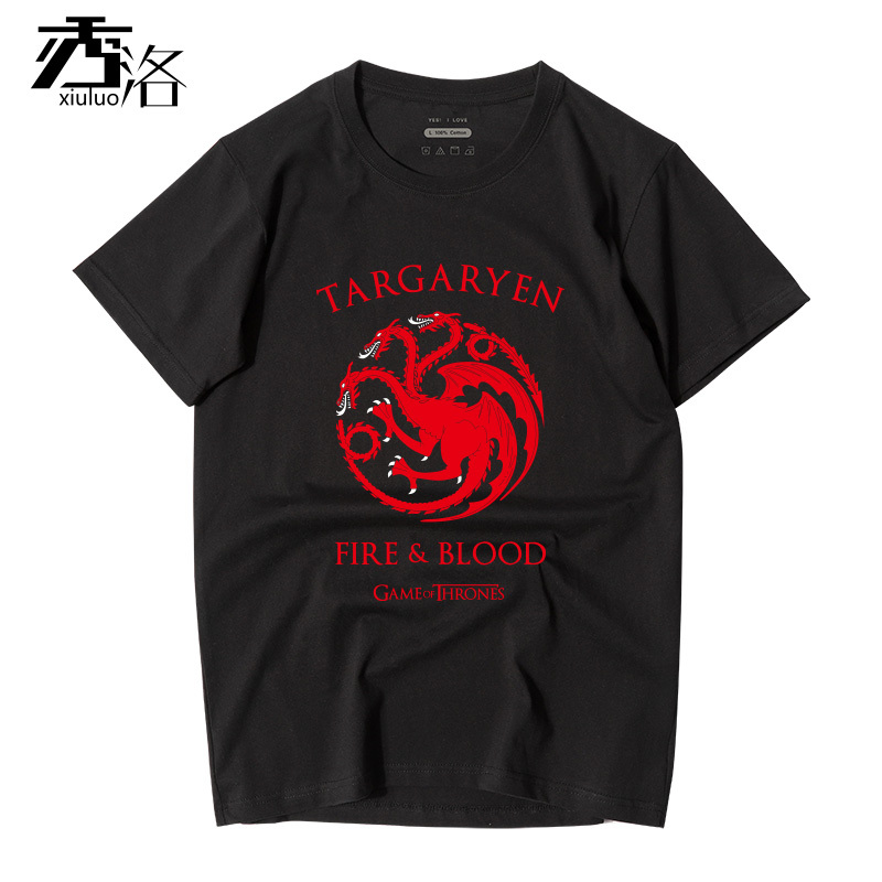 Clothing Short-Sleeve T-Shirt Game of Thrones Stark Family T-Shirt Game of Thrones Half-Sleeve Unisex American Tv Series a Song of Ice and Fire