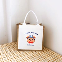 Заколка для волос, из хлопка и льна, с медвежатами