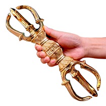 Brass three-strand Vajra instruments Tang Midong secret large manual demon pestle precision repair method to enshrine new ornaments