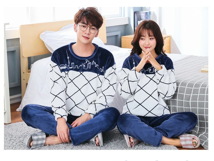 Kích thước lớn 2018 Cặp vợ chồng trẻ Hàn Quốc flannel san hô nam và nữ đồ ngủ nữ mùa đông đồ ngủ pijama