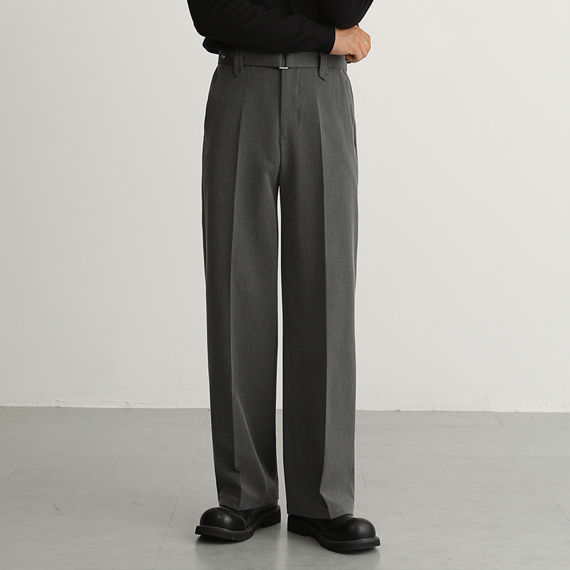Korean Style Pants, Retro Straight-Leg Pants, Naples Casual Dress Pants, Men's Design Loose Drape Suit Pants
