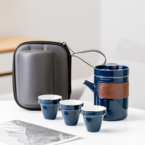 Travel Portable Fast Passenger Cup Ceramic One Pot Three Cups Tea Tea Pot Office Bubble Kung Fu Tea Containing Bag small suit