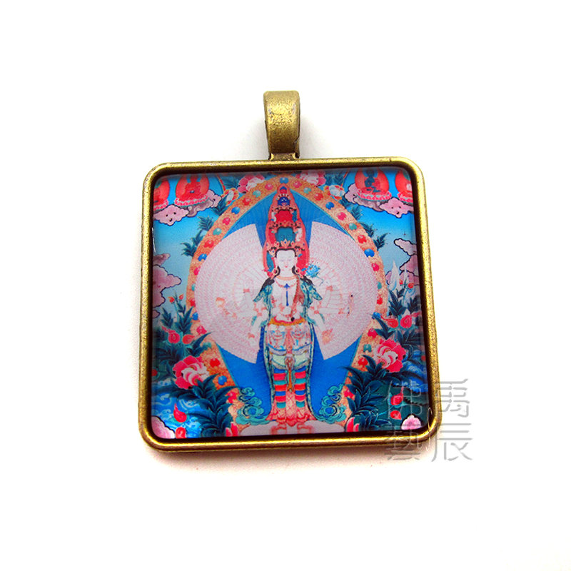 YC3033 boutique Thousand hands Guanyin Tangkha Buddha pendant Tibetan ground method will tie the Buddha Pendant Pendant Customizable pattern