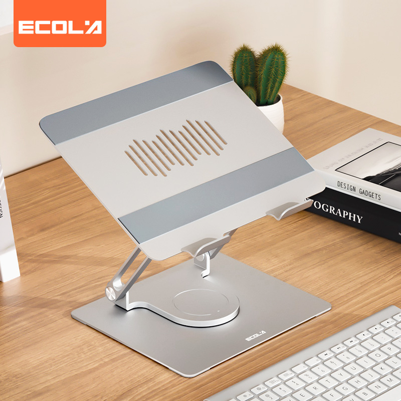 Ecola 360 ° Rotating Laptop Stand Desktop Heightening Radiator Rack Foldable Vertical Aluminum Alloy Adjustable Stand A33Psv