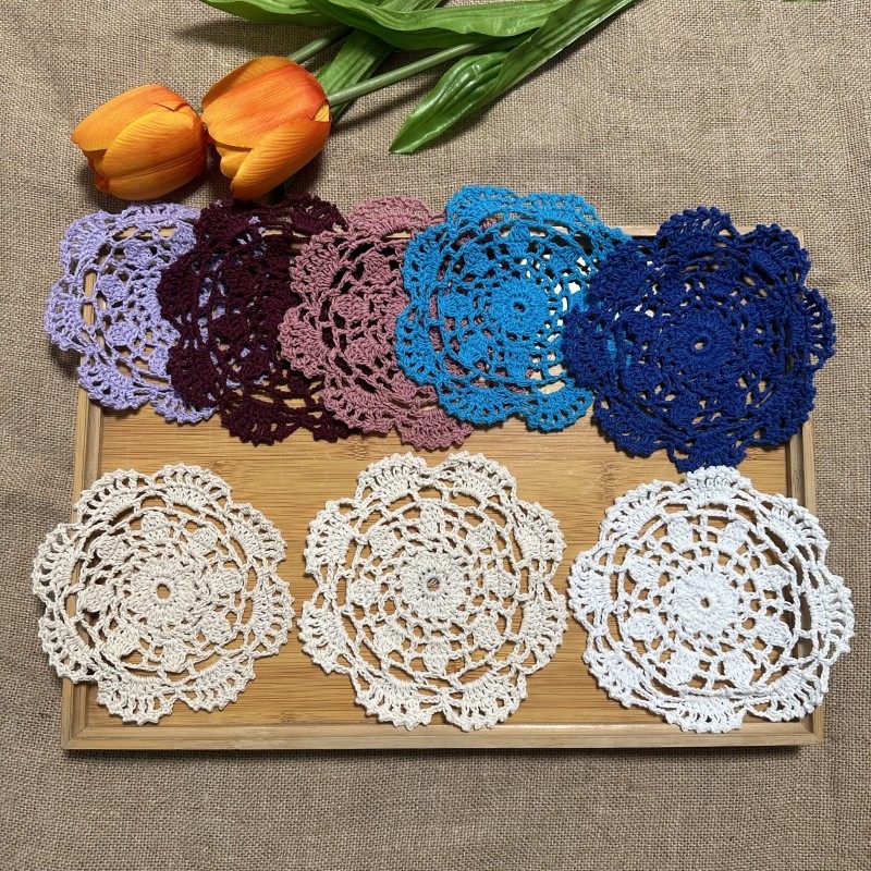 Handmade crochet hook flower small chrysanthemum xpl about 13CM coaster insulation pad American Japanese wabi sabi shooting props