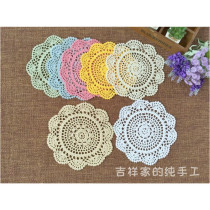 Foreign trade manual crochet plate mat dining mat ins wind Indian dream catcher customized decorative mat 20cm round 7 colors