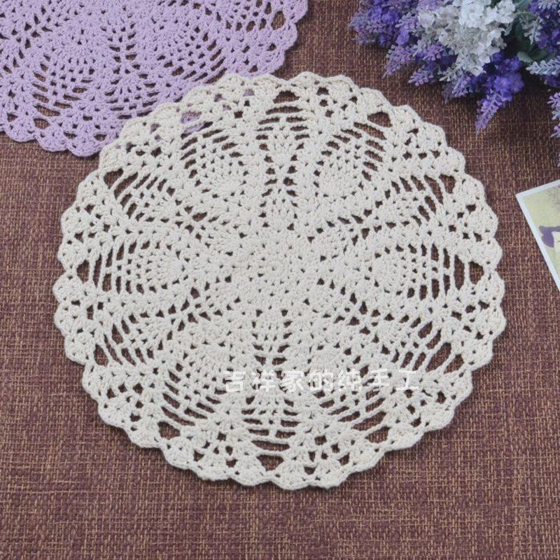 Auspicious home handmade crochet cotton thread double-strand pineapple flower placemat plate pad color insulation decorative pad multi-color Nordic
