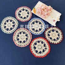 Jixiangjia pure handmade crochet coaster foreign trade cotton decorative pad shooting props 14cm round multi-color