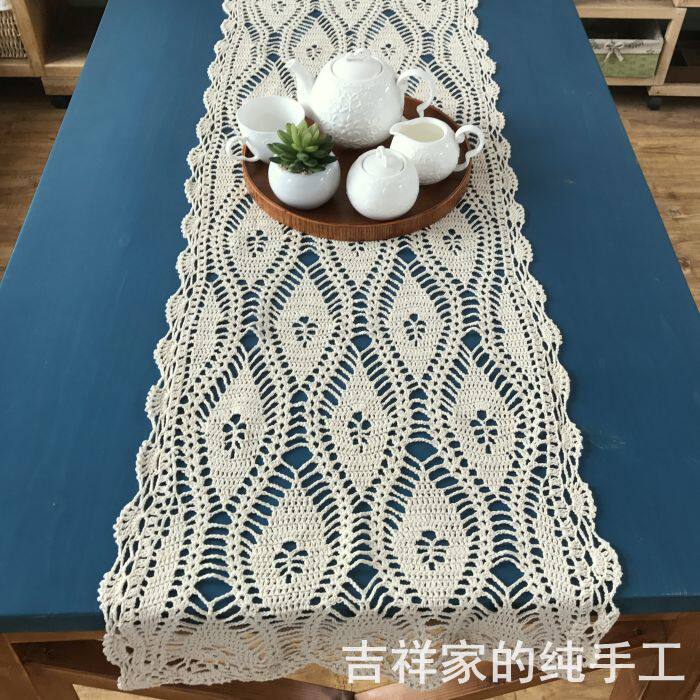 Manual Crochet Hook Flower Cabinet Cover Towels Pure Cotton Lace Woven American Table Cloth Hollowed-out Table Flag Multidimensioned