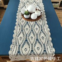 Manual Crochet Hook Flower Cabinet Cover Towels Pure Cotton Lace Woven American Table Cloth Hollowed-out Table Flag Multidimensioned