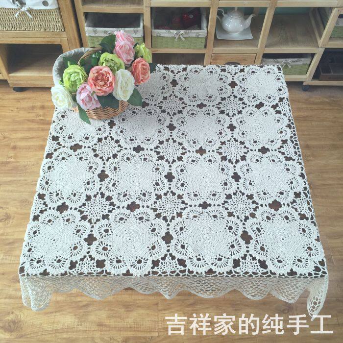Auspicious handmade crochet crochet cotton tablecloth foreign trade European pastoral hollow fabric tablecloth square