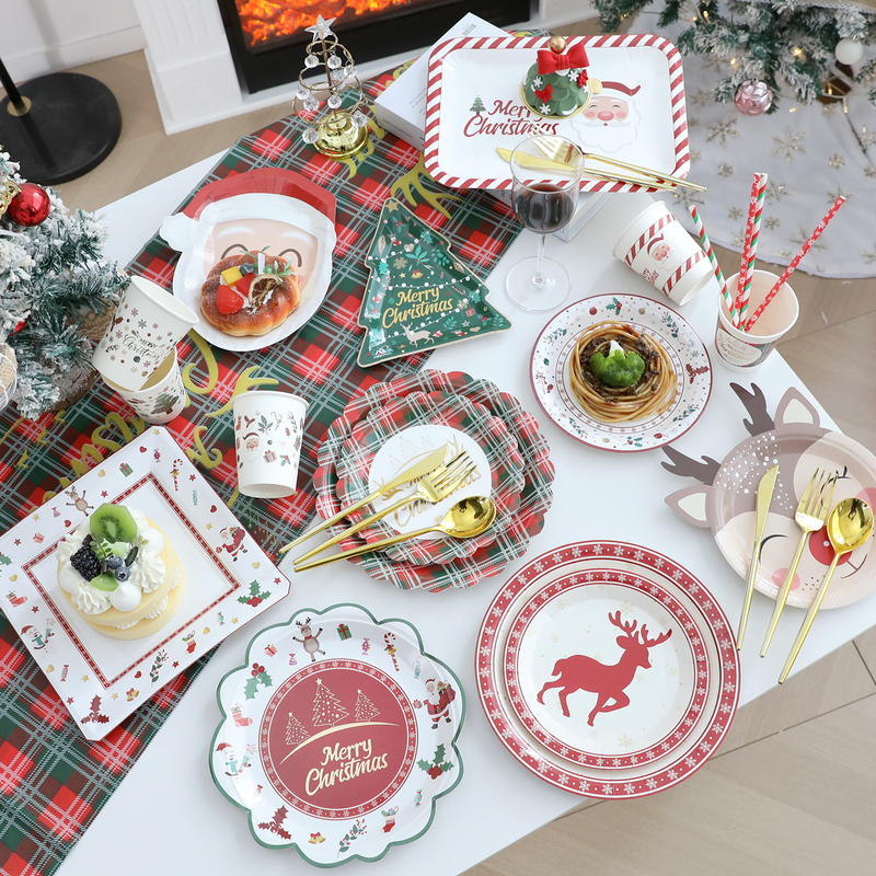 Christmas Decoration Party Theme Plates Disposable Tableware Paper Plates Paper Cups Tablecloth Scene Setup Christmas Gifts Christmas Decoration Party Theme Plates Disposable Tableware Paper Plates Paper Cups Tablecloth Scene Setup Christmas Gifts