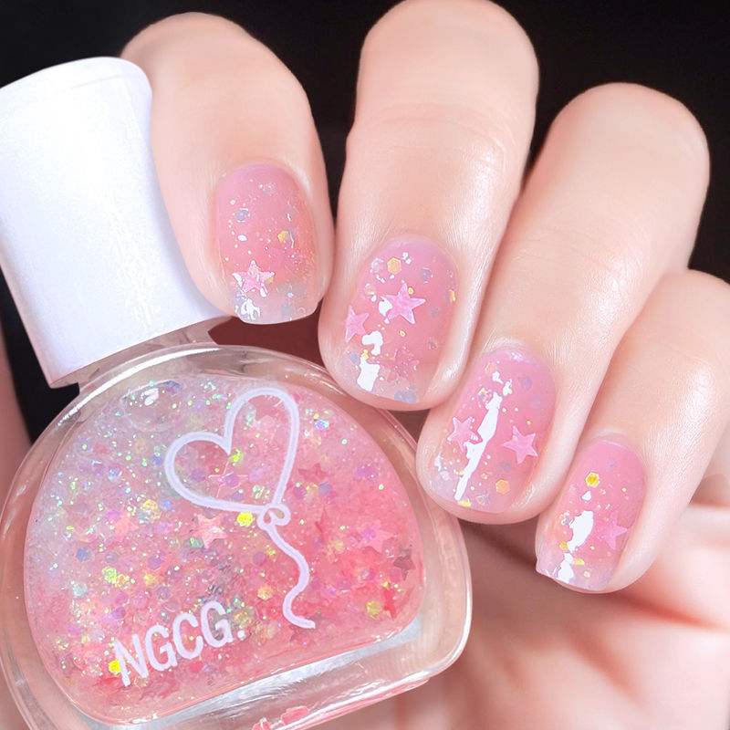 A Duck-Shaped Star-Shaped Cellophane Polarized Nail Polish, Quick-Drying, No-Bake, Non-Peelable, Sparkling, for Girls