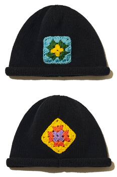 Domestic In-Stock Misterchild Crochet Flower Patchwork Patchwork Stitching Rolled Edge Wool Hat Beanie Multiple Styles