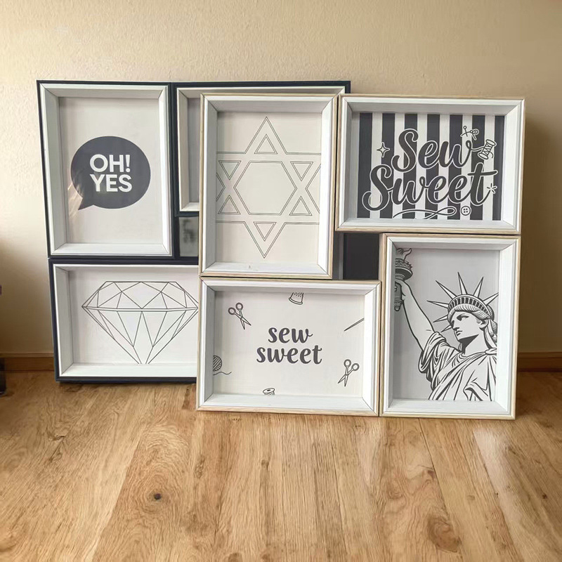 Creative Combination Photo Frame 6 7/ 8inch Photo Mounting Frame Display Stand Four-Grid High-End Photo Frame Decoration Wall Hanging