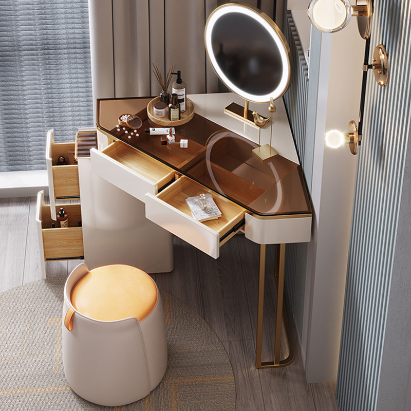 Corner Dressing Table Net Red Girls Bedroom Storage Integrated Cabinet Simple Modern Triangle Cabinet Corner Makeup Table Light Luxury