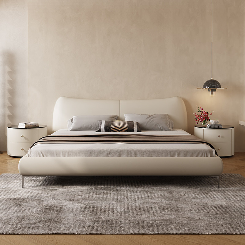 Wabi-sabi bed baxter bed modern minimalist master bedroom double bed Nordic original design leather bed soft leather bed