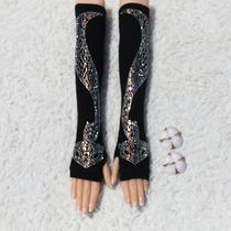 Fall winter arm sleeve long arm warm cute cartoon wool gloves long sleeve girl with drill false sleeve