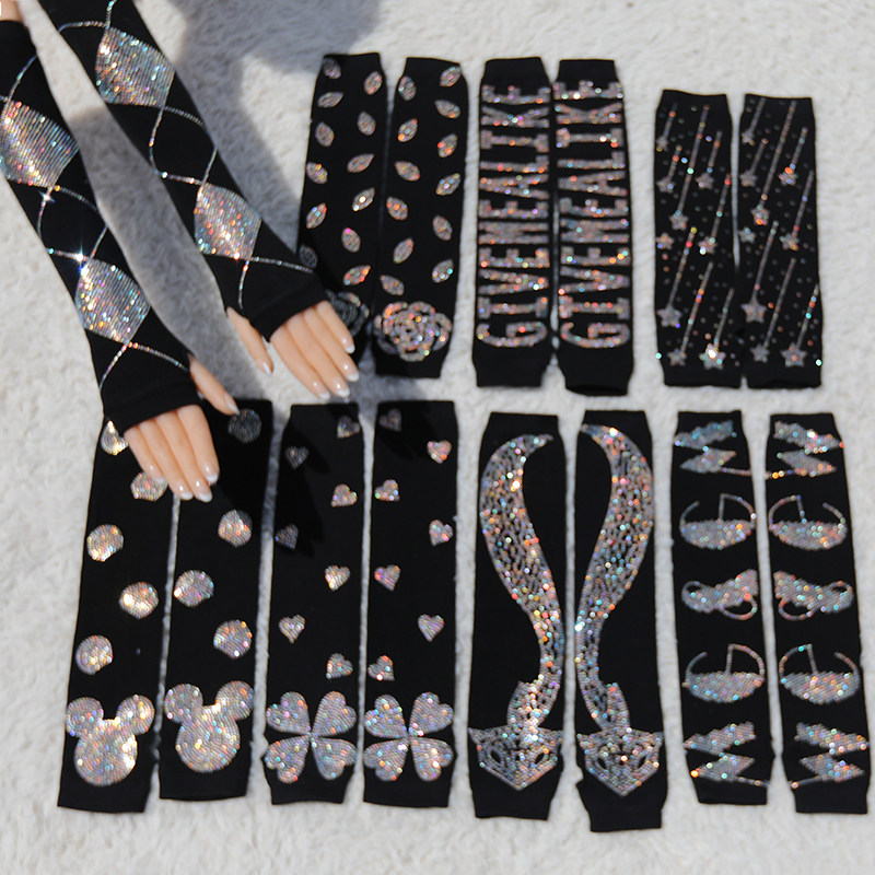 Fake sleeves autumn winter long sleeves women knit 100 hitch-hitch version of wool line arm cover with long version inlaid drill warm sleeve cover