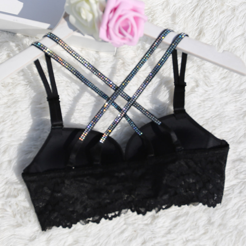 Front buckle Thickened Beauty Back Bra Lace Adjustment Type Underwear Summer Sexy Teenage Breast 6CM coalage with bra inlaid drill