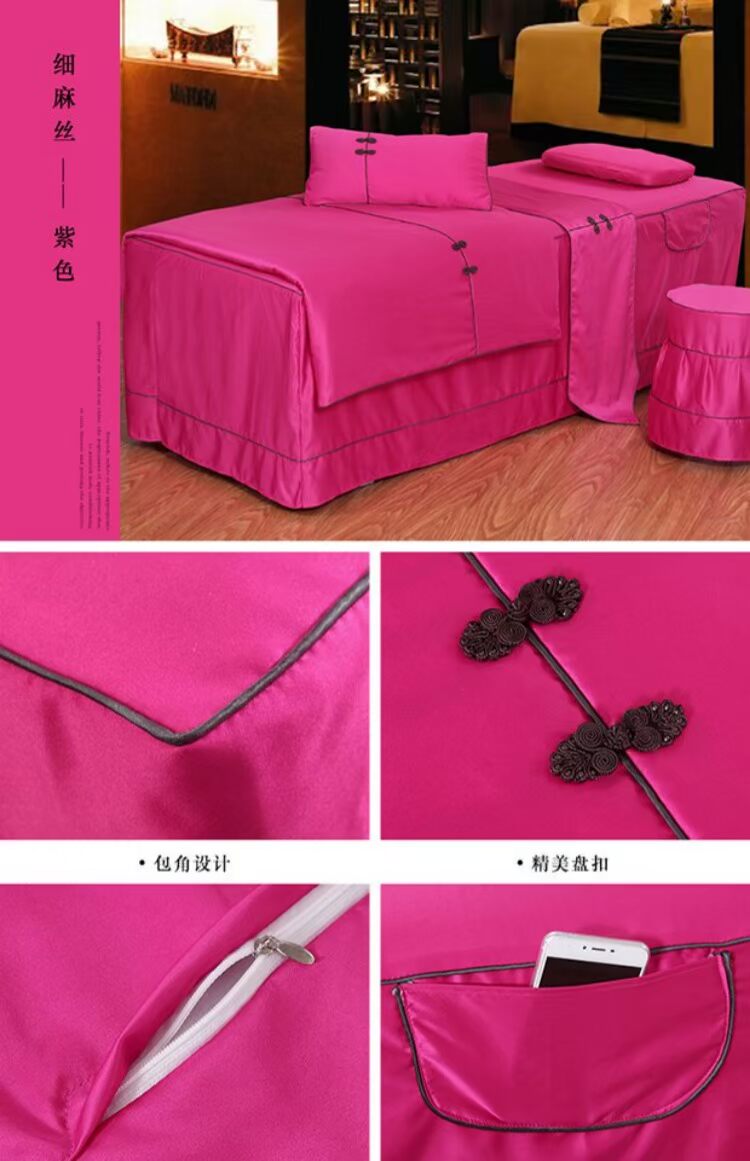 nút tấm retro màu cao cấp gai denim bedspread vẻ đẹp massage therapy khăn trải giường ngủ gia đình bốn tùy biến đơn giản - Trang bị tấm ga trải giường spa giá rẻ