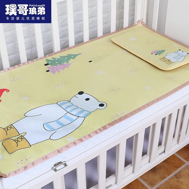 ຜ້າປູບ່ອນນອນສຳລັບເດັກເກີດໃໝ່ summer ice silk mat for kindergarten children washable mat pillow