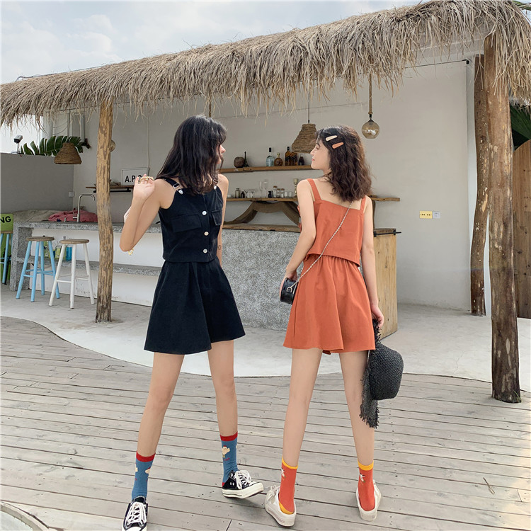 VK旗艦店 韓國風時尚簡約設計感套裝無袖裙裝