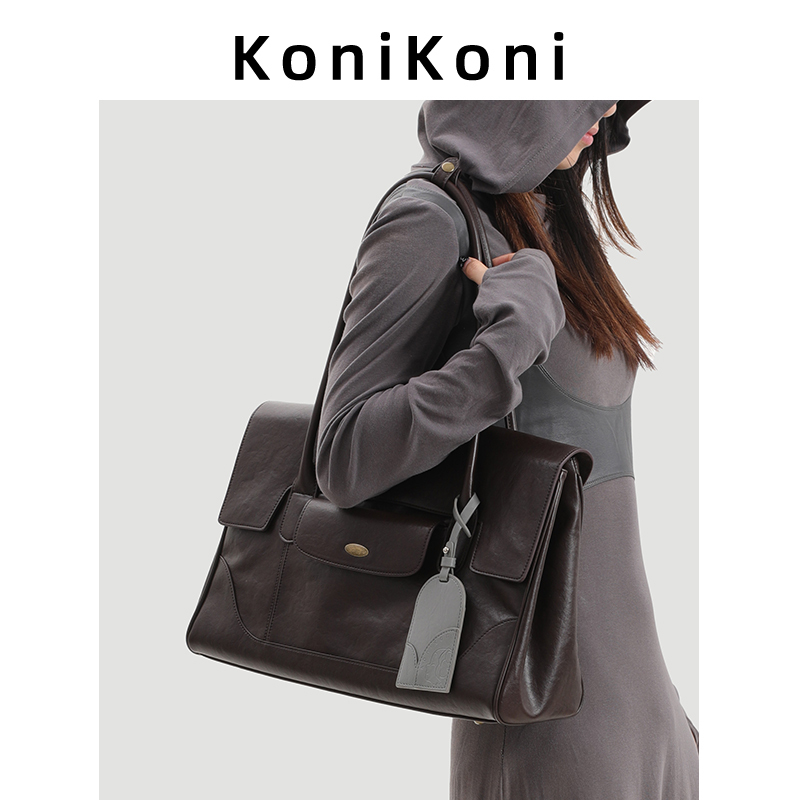Konikoni Genuine Leather Large-Capacity Tote Bag Handbag for Women 2026 New Briefcase Commuter Shoulder Bag Large Bag Konikoni Genuine Leather Large-Capacity Tote Bag Handbag for Women 2026 New Briefcase Commuter Shoulder Bag Large Bag