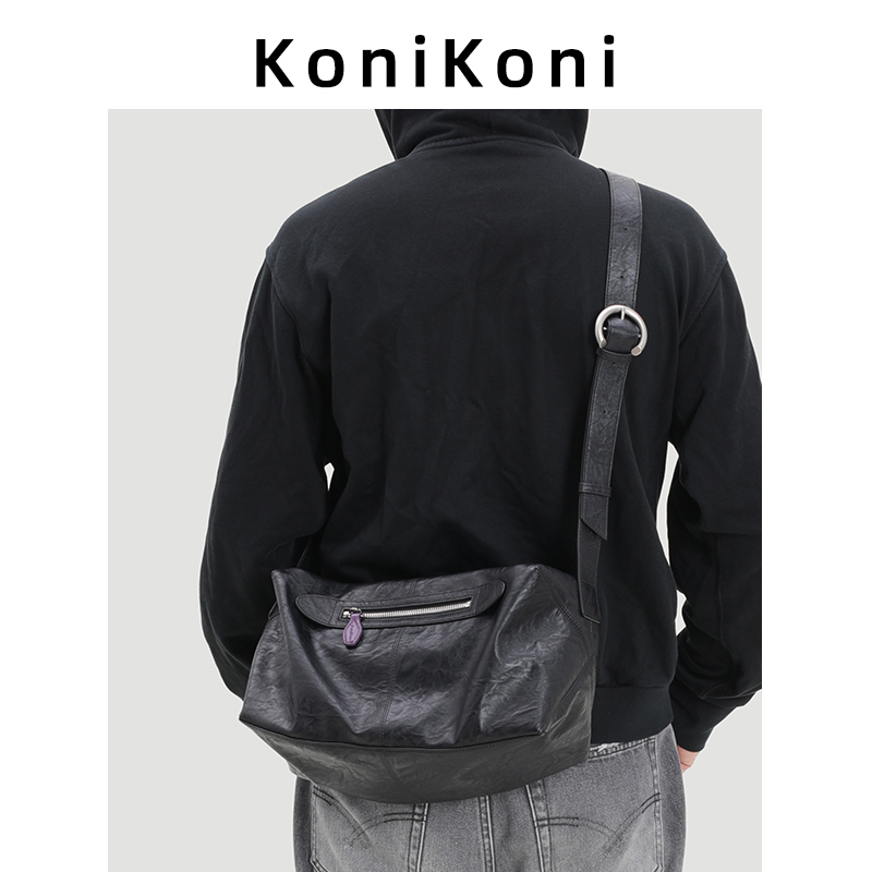 Konikoni Genuine Leather Men's Crossbody Bag 2026 New Commuter Large-Capacity Tote Bag Men's Fitness Shoulder Bag