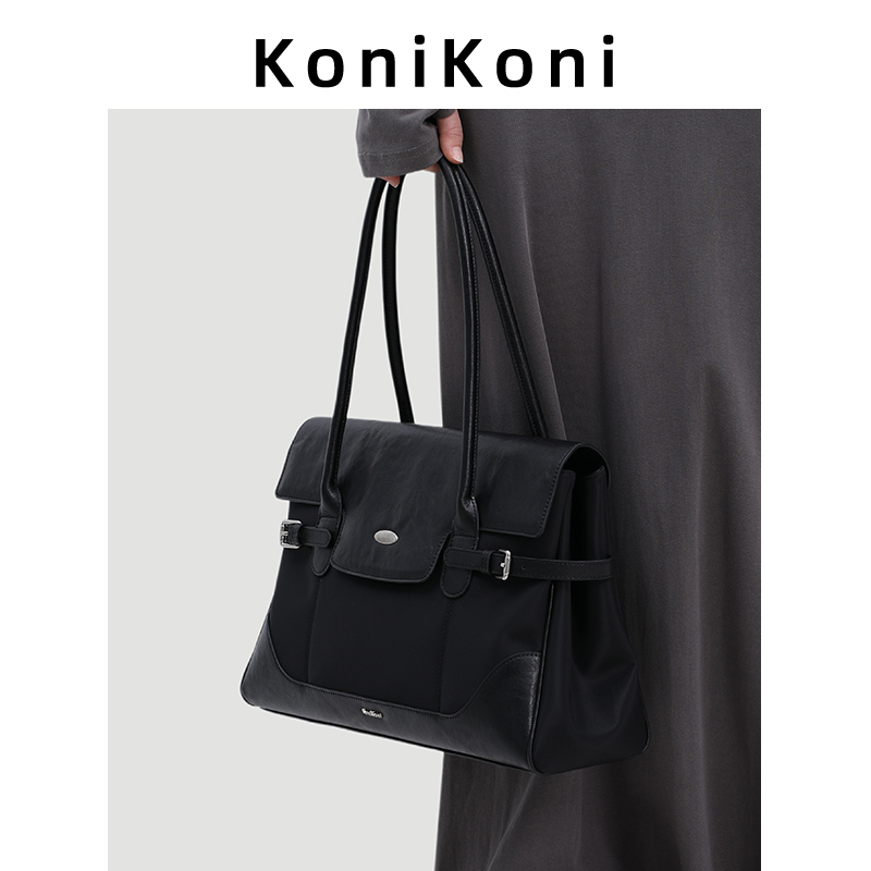 Konikoni Original Black Large-Capacity Tote Bag for Women 2026 New Briefcase Handbag Commuter Shoulder Bag Konikoni Original Black Large-Capacity Tote Bag for Women 2026 New Briefcase Handbag Commuter Shoulder Bag