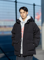 BENT IDEA winter New National tide thickened warm white duck down tooling removable hat black down jacket men
