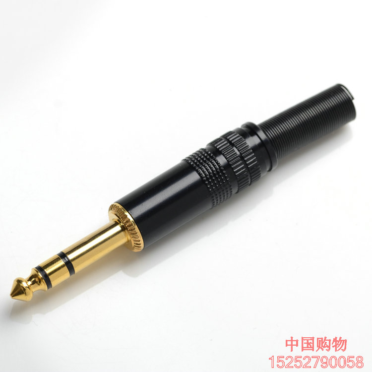 6 5 black gold-plated 6 35 two-channel microphone plug stereo three-core YS202D-BG