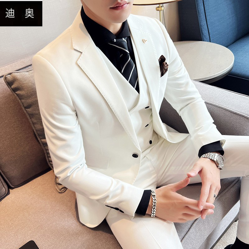 Dior Suit Set for Men, Three-Piece Korean Style Slim Fit Business Formal Wear Casual Suit Groom Wedding Dress Dior Suit Set for Men, Three-Piece Korean Style Slim Fit Business Formal Wear Casual Suit Groom Wedding Dress