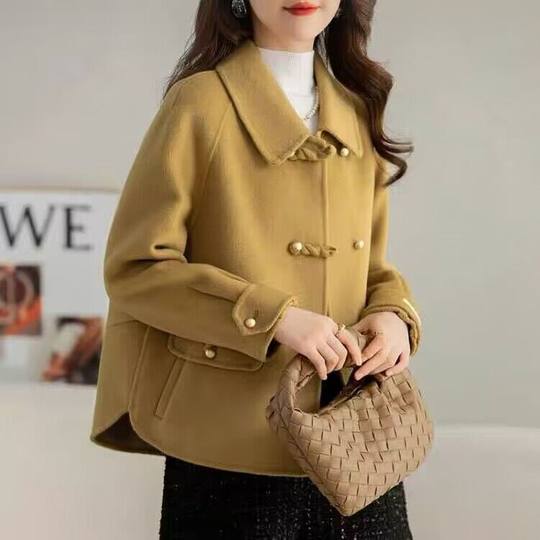 Autumn and winter women's new double-sided woolen coat short loose Korean style double-sided velvet small man style noble coat