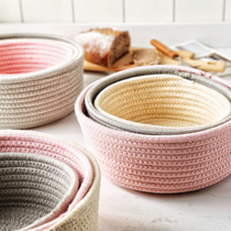 Creative pure cotton wire harvesting basket cosmetics storage basket cotton woven basket barrel