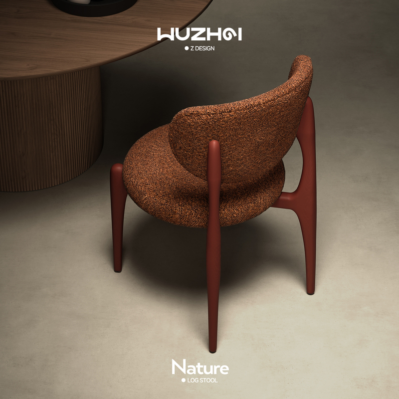 Original Design by Wu Zhai | Minimalist Upholstered Dining Chair for Home Use, Ash Wood Backrest Chair, Vintage Walnut Velvet, New Model 2025