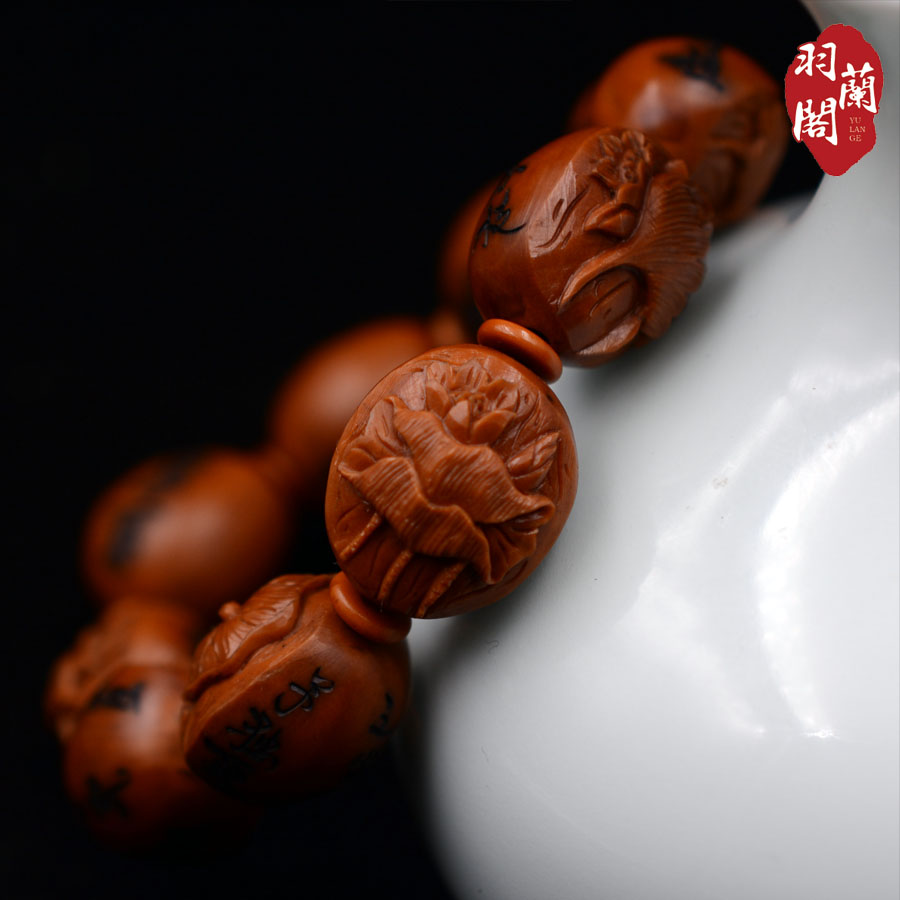 Olive Nuclear Sculptures Women's Lotus Hand Strings Love Lotus Says Handstring Positive Round Old Oil Nuclear Ancient Poetry Lettering of Famous Nuclear Sculptor