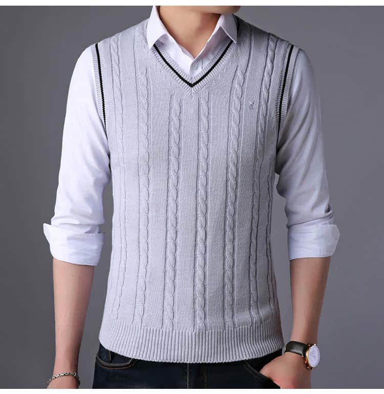 Áo len mùa thu đông không tay áo len thanh niên áo len vest Hàn Quốc áo len ấm áp vest nam áo len áo vest nam hàn quốc trẻ trung